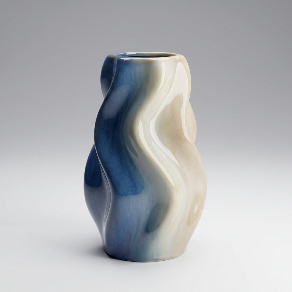 Vase Sculptural Ondulé — Design 3D