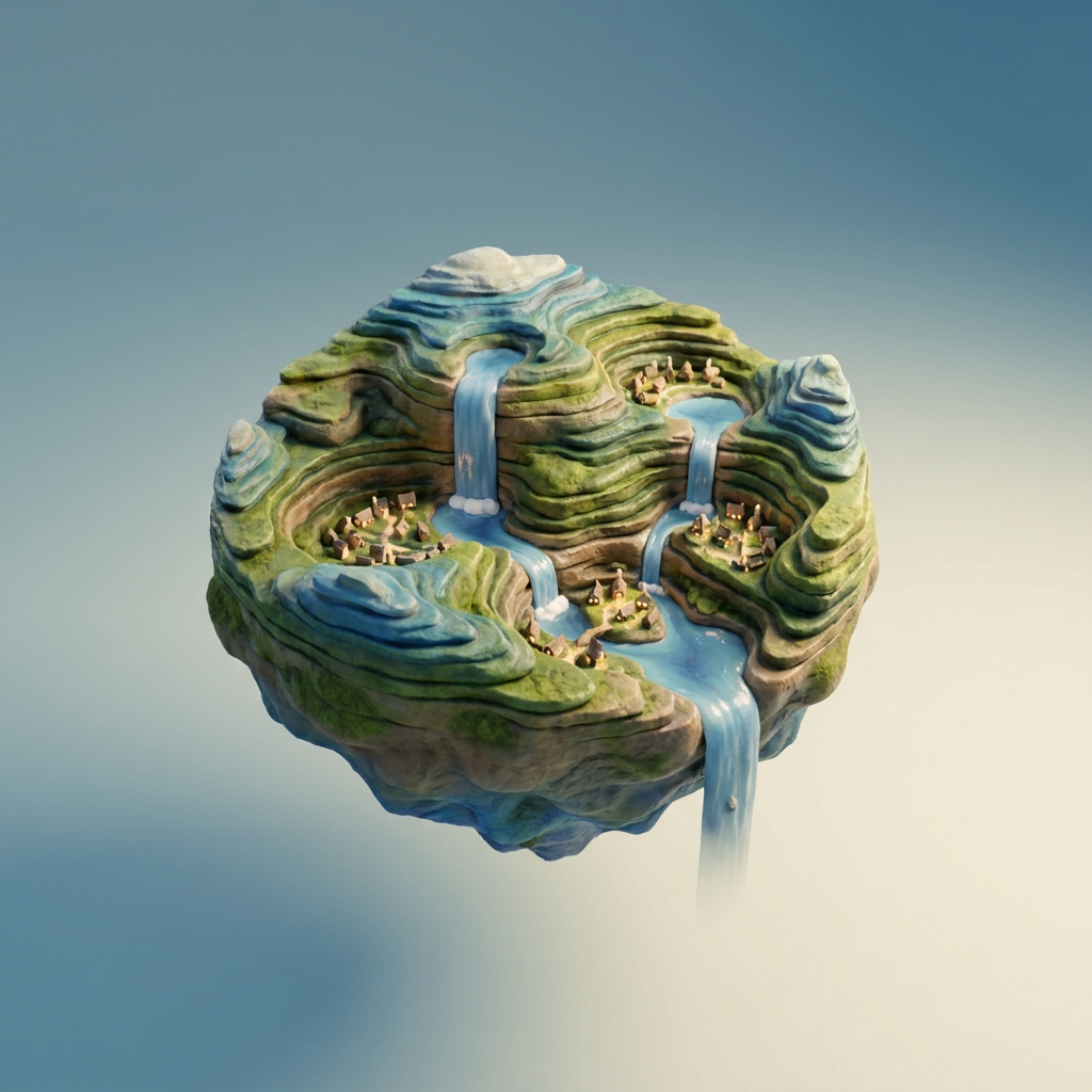 Île Flottante — Carte en Relief 3D